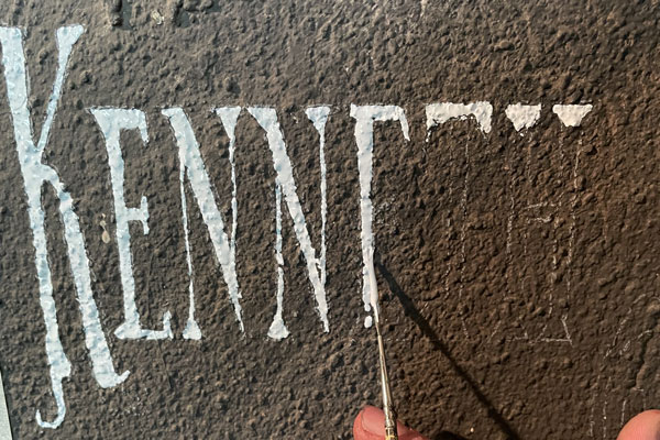 In progress hand painted sign. In progress hand painted sign.